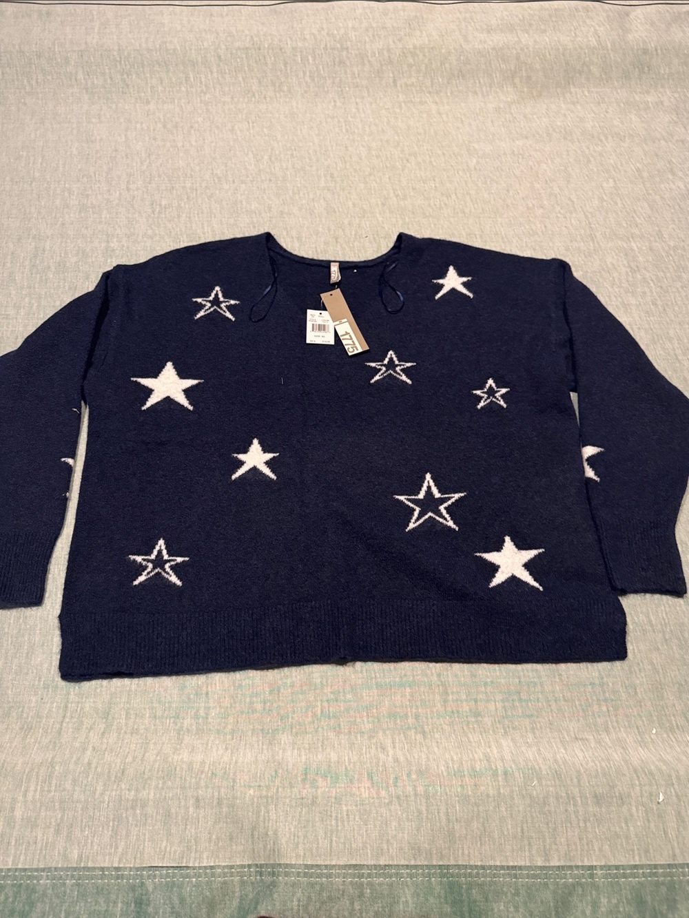 Unbranded Navy Star Crewneck Sweater - White Star Pattern